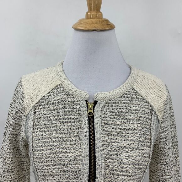 Lucky Lotus Lucky Brand Jacket Womens XS Extra Small Tweed Metallic Zip Up Panel - Picture 3 of 15